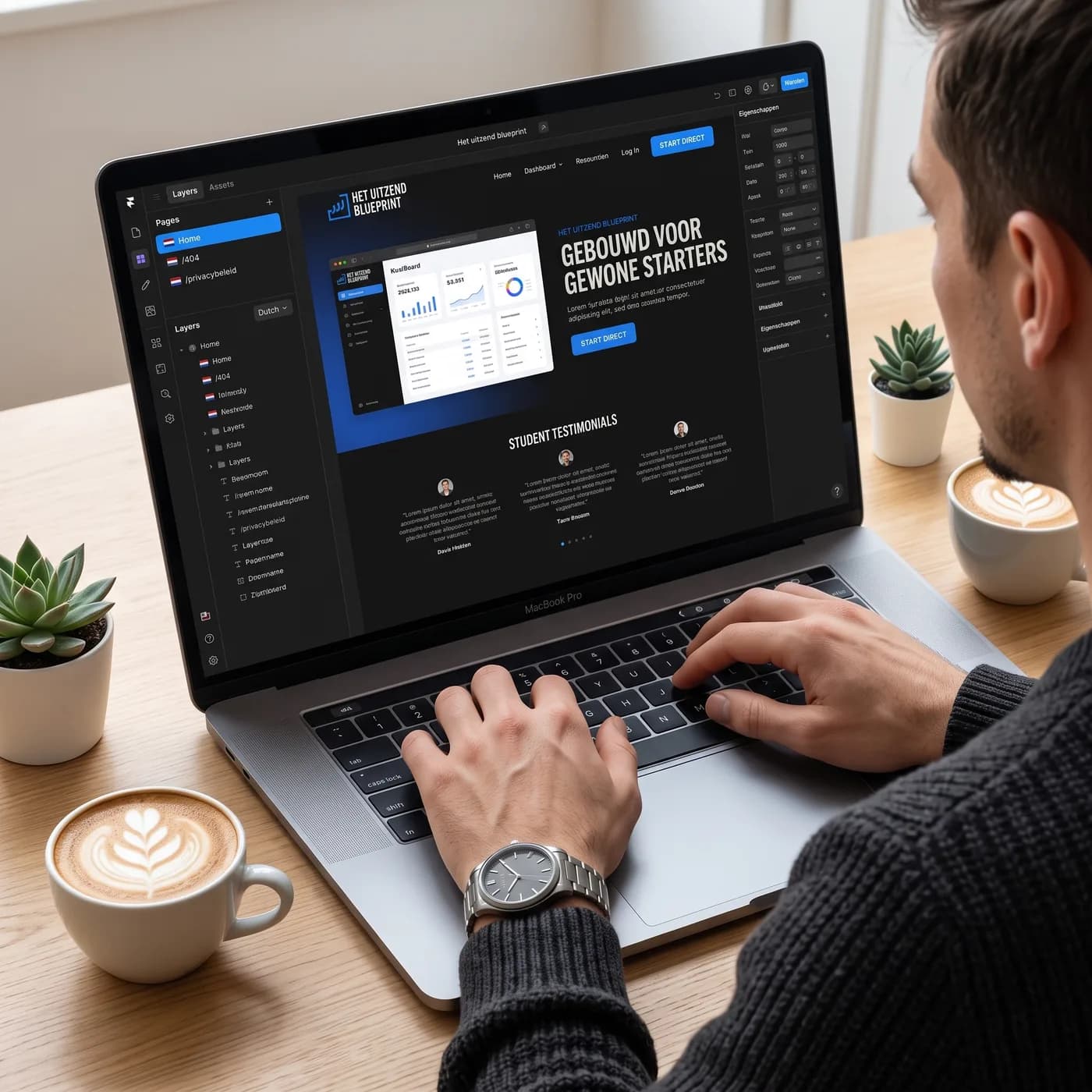 Over de schouder: een website wordt aangepast in de editor