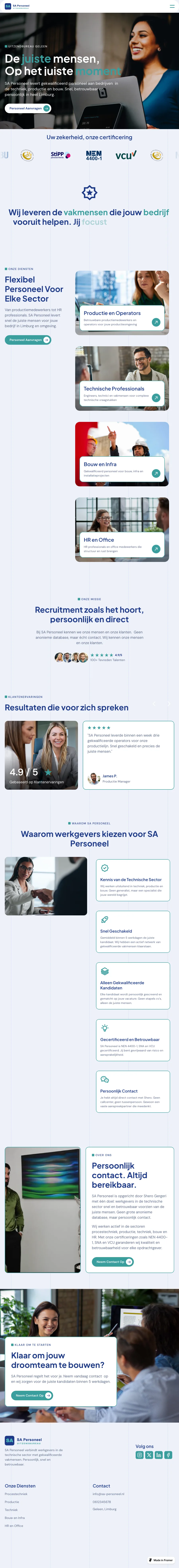 De website van SA Personeel