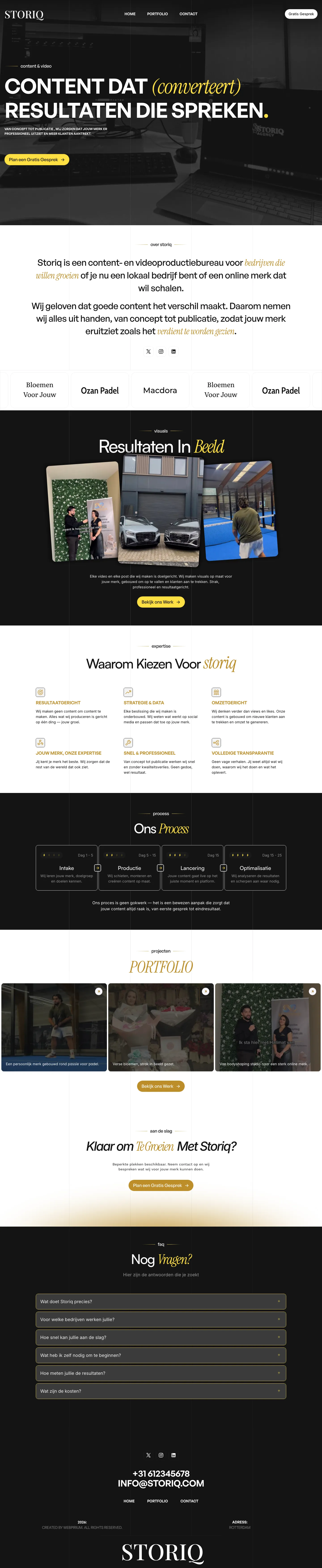 De website van Storiq Agency